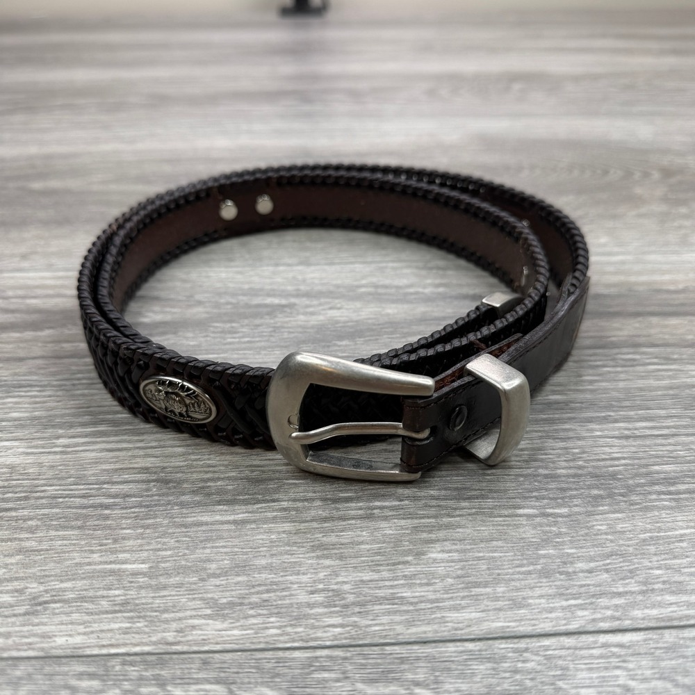 Columbia Braided Bond Leather Belt Mens 40 Brown Fish Duck Elk Concho CSK007